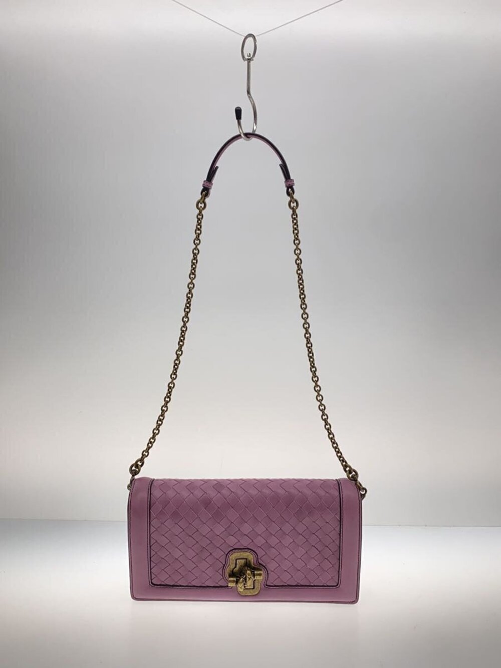 BOTTEGA VENETA Knot Leather Crossbody Clutch Shoulder Bag Purple